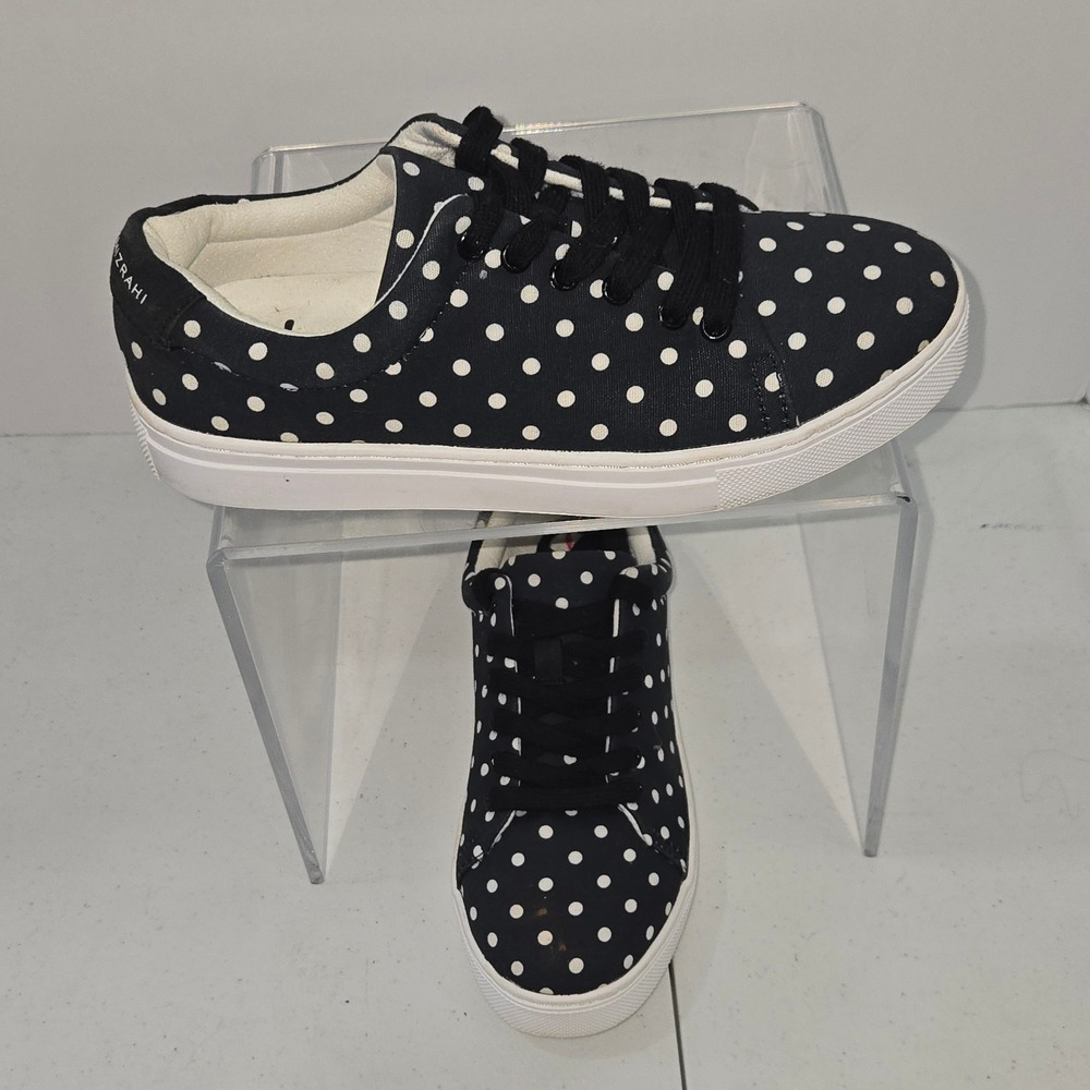 Isaac Mizrahi Live Jorina Polka Dot Sneakers Navy White Womens Size 7 A304362